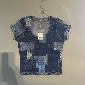 NWT Free People semi sheer baby tee